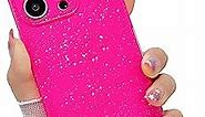 Compatible with iPhone 13 Pro Max Case,Cute Glitter Bling for Women Girls Silicone Non-Slip Shockproof Soft TPU Phone Case,for iPhone 13 Pro Max 6.7 inch(Hot Pink)