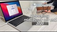 Chill Unboxing Macbook Air M1 2020 Silver + setup 🧚🏻 finally have a compact & lightweight laptop😍