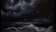Bob Ross Oil Painting Demonstration of a Moon Light Seascape by Paul Ranson Art