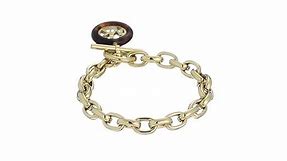 Michael Kors Logo Gold-Tone and Acetate Charm Link Bracelet