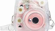 Protective Daisy Clear Camera Case Compatible with Fujifilm Instax Mini 12, Mini 11,Mini 8,Mini 8+,Mini 9 Instant Camera Bag,with Adjustable Shoulder Strap