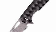REMETTE Folding Knife, Carbon Fiber Handle, D2 Steel Wear-Resistant Blade,Flipper Assisted Opening Knife, EDC Outdoor Camping Pocket Knife for Men