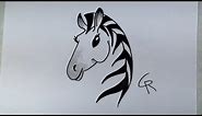 Learn How To Draw A Stylish Cartoon Zebra - iCanHazDraw!