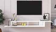 Minimadecor 59" Numudio White Floating TV Stand for TVs up to 55", Wall Mounted Media Console, Living Room, Bedroom, White Finish