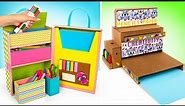 Back To School Desktop Organizers From Cardboard || Cool Storage For Your Stationary