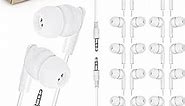 JustJamz Bulk Earbuds 50 Pack | Basic Ear Bud, Pearl White in-Ear Earbuds, Disposable Headphones, Class Set of Earphones for Students, Class, School, Kids, Classroom & Library, Wired Earbuds Bundle