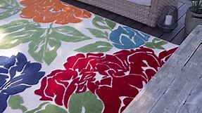 Tayse Rugs Oasis Floral Multi-Color 8 ft. x 10 ft. Indoor/Outdoor Area Rug OAS1501 8x10