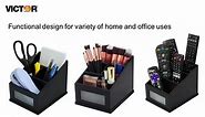 Victor 9538-5 Wood Desk Organizer, Desk Accessories Storage with Compartments -Perfect for Office Supplies, Makeup Brushes TV Remote Control Holder/Caddy Organizer for Electronics and Media Storage