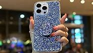 MUYEFW Case for iPhone 11 Pro Max Case Glitter Bling for Women Girls Sparkle Cover with Ring Stand Holder Cute Protective Phone Cases 6.5 inch (Blue)