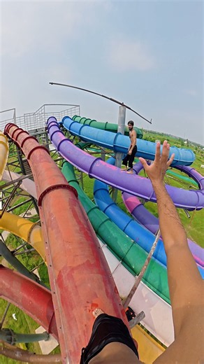 Walking the Top of a Tunnel Waterslide – One Slip and I'm Gone! 🌊😅