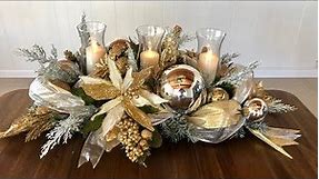 GLAM Christmas Centerpiece In Gold /Dollar Tree Glam Centerpiece DIY/ Holiday Decor On A Budget