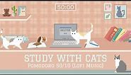 Study with Cats 📔 Pomodoro timer 50/10 | Soft lofi + Cat animation for a stress-free study session♡