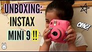 Unboxing NEW Instax Mini 9 PINK Polariod CAMERA!!!// +Test Shots