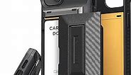 VRS DESIGN Damda Glide Hybrid Phone Case Designed for iPhone 15 (2023), Functional Sturdy Wallet Card Holder Kickstand Case Compatible with iPhone 15 (Matte Black)