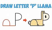 How to Draw Cute Cartoon Llama / Alpaca from Letters Easy Step by Step Drawing for Kids