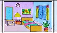 How to draw bedroom | Bedroom drawing for beginners