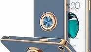 Hython Case for iPhone SE 2022, iPhone SE 2020, iPhone 7 Case, iPhone 8 Case with Ring Holder Stand Magnetic Kickstand, Plating Rose Gold Soft TPU Bumper Camera Protection Shockproof Phone Cases-Gray