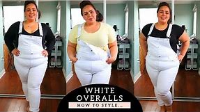 How to style white jean overalls | Plus Size