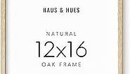 HAUS AND HUES 12"x16" Beige Oak Wood Frames Set of 1-12x16 Poster Frames Frame for Wall Art, Frame for Poster, 12 x 16 Frame Wood, Art Frames 12x16, Wood Poster Sized Frame to Fit 12x16 Picture