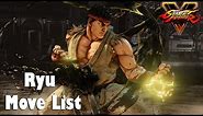 Street Fighter V - Ryu Move List