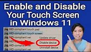 How To Enable And Disable The Touch Screen In Windows 11 | Windows 10