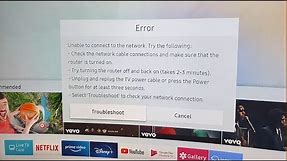 Samsung TV Error Unable to Connect to Network Fix