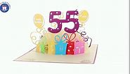 Happy 55th Birthday With Lots of Presents 3D Pop Up Greeting Card - Fifty-Five, Awesome, Cute, Fun, Unique, Special Occasion, Celebration, Husband, Wife, Best Friend, Congratulations
