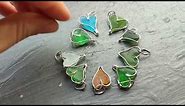 Sea glass heart charm, small unique necklace or bracelet pendant