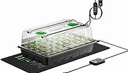 VIVOSUN 1-Pack 40-Cell Seed Starter Trays with 1 Set of LED Lights and 10"x20.75" Seedling Heat Mat, 3.6" Higher Cover, Adjustable Vents, Drainage Holes, Green Propagation Tray for Planting Seeds