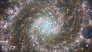 Spectacular videos reveal 'Phantom Galaxy' views by James Webb Space Telescope, Hubble