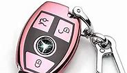Beautiful New Soft TPU Car Smart Key Case Suitable for Mercedes Benz CLS CLA CLK G GL R SLK AMG A B C CL S SL M ML Class Auto Cover Shell Accessories (Pink)