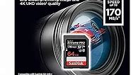 [Older Version] SanDisk 64GB Extreme PRO SDXC UHS-I Card - C10, U3, V30, 4K UHD, SD Card - SDSDXXY-064G-GN4IN