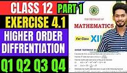 Class 12 Exercise 4.1 Q1 Q2 Q3 Q4 unit 4 Higher Order Differentiation new mathematic bookSindh part1