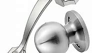 Front Door Handleset Entry Door Handle Set with Cove Knob for Right and Left Handed Sided Doors, Interior and Exterior Entrance Passage Lock, Satin Nickel