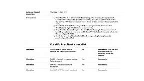 Forklift Inspection Checklist (For daily, pre-use & safety inspections)