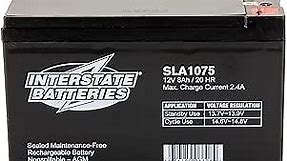 Interstate Batteries 12V 8Ah Battery (SLA1075) Sealed Lead Acid Rechargeable SLA AGM (F1 Terminal) Wireless Internet UPS Systems, FIOS, SP12-7