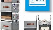 Yecaye Upgraded 7-Shelf Hanging Closet Organizers and Storage with 3 Drawers 4 Side Pockets, 2 Flexible 3-Shelf Closet Organizer System, Clothes Organizer Shelves for Bedroom Closet Rack