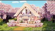 [Minecraft] How to Build a Cherry Blossom Starter House / Tutorial