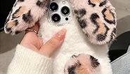 for iPhone 15Plus Furry Case, Lucky Leopard Pattern Cute Rabbit Bunny with Soft Fluffy Ears Tail Doll Fuzzy Hair Fur Plush Phone Case Cover Women Girl