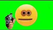 Cursed emoji with a gun (Green Screen)