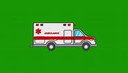 Animated Cartoon Ambulance Emergency Car on green screen