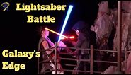 Star Wars Lightsaber Battle and Stunt Show in Galaxy's Edge during media event