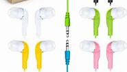 JustJamz Bulk Earbuds Jelly Roll | 10 Pack of Colorful in-Ear Earbuds, Wired Earphones for Smartphones & Laptop, Disposable Headphones for Kids & Adults, Assorted Colors