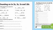 Counting in 2s, 3s, 5s and 10s Worksheet
