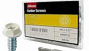 Allkeen Self-Tapping Gutter Screws White Painted Hex Head #8 x 1/2" Zinc Plated Finish, 100 Pieces, Socket Bit Included