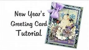 Vintage New Year's Snowman Greeting Card Polly's Paper Studio Authentique Papers Calendar Tutorial