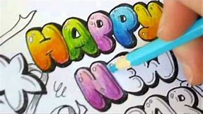 Graffiti Letters - How To Color Bubble Letters - Happy new year
