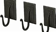 Wrought Iron Coat Rack Hooks | 3 Black Handmade Double-Plated Hangers for Coat, Hat, Cloths, Towels | Spacy Home RTZEN Décor | Wall Mounted