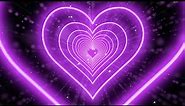 Purple Light Color💜Neon Lights Love Heart Tunnel Background | Animated Background Video Loop 3 Hours