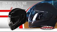 Icon Airflite Full Face Fighter Pilot Style Helmet Review New for 2018 Chap Moto
